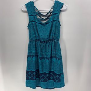 Dress Teal Scoop Neck cris cross back